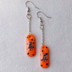 Cute Handmade Skeleton Earrings with Polka Dots